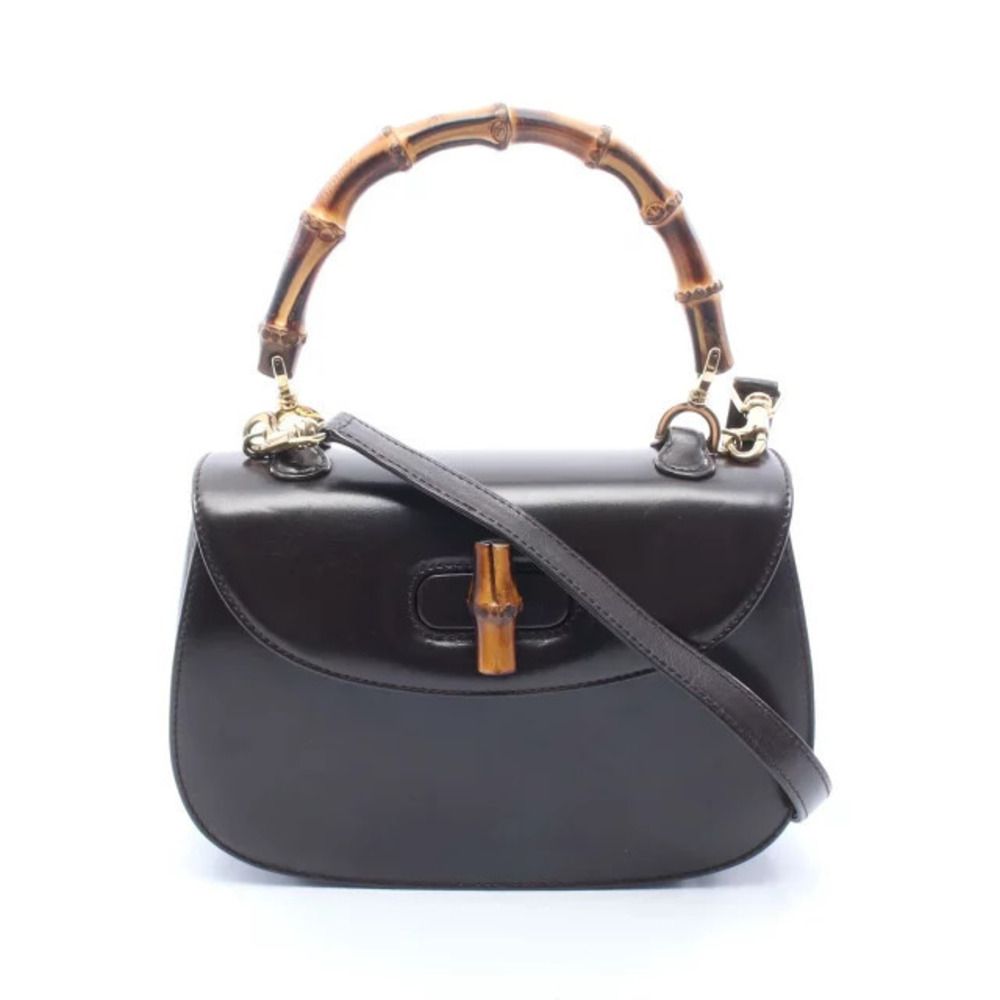 Gucci Bamboo Handbag Leather Black